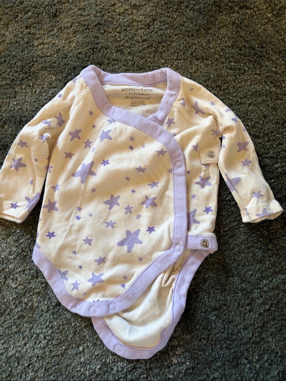 Hanna Andersson Cream and Lavender Star Wrap Bodysuit